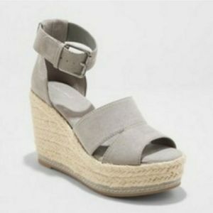 7.5 Grey Espadrille Wedges